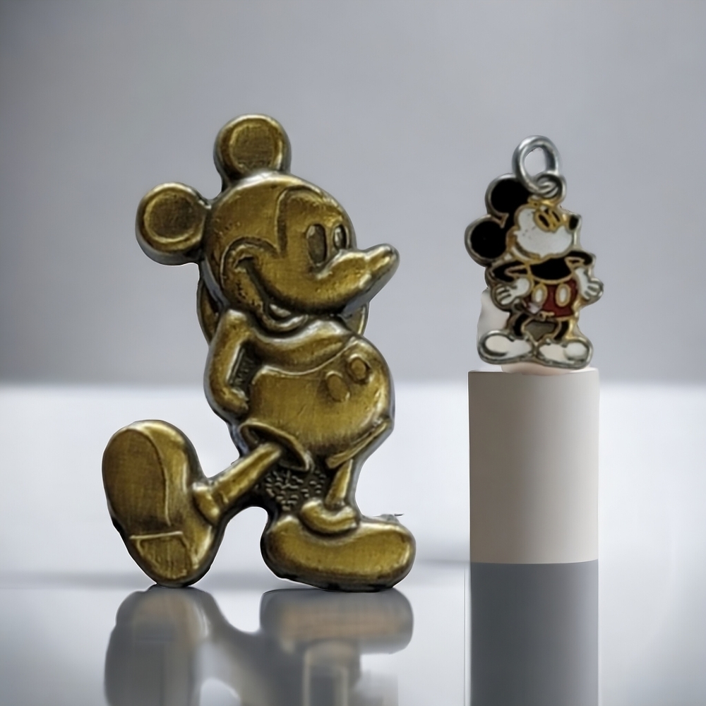 2 Vintage Mickey Mouse Pin and Mickey Mouse Charm
